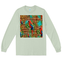 Matcha macaw parrot seamless pattern Long Sleeve Tee - HRA Design Shop