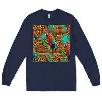 Navy macaw parrot seamless pattern Long Sleeve Tee - HRA Design Shop