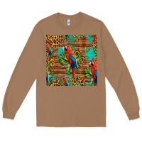 Toasted Coconut macaw parrot seamless pattern Long Sleeve Tee - HRA Design Shop