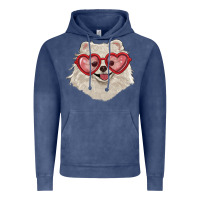 Vintage Denim white pomeranian with love glasses Vintage Hoodie - RanaPortraitStore