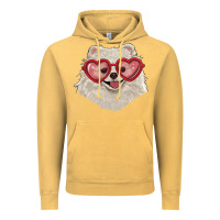Vintage Mustard white pomeranian with love glasses Vintage Hoodie - RanaPortraitStore