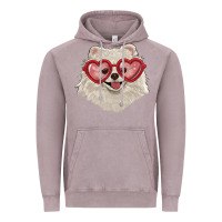Vintage Zinc white pomeranian with love glasses Vintage Hoodie - RanaPortraitStore