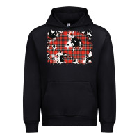 Black Christmas Plaid Cowhide Pattern Background Urban Hoodie - RanaPortraitStore