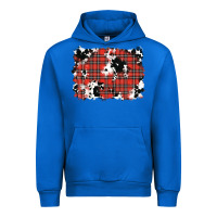Cobalt Christmas Plaid Cowhide Pattern Background Urban Hoodie - RanaPortraitStore