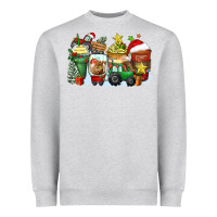 Heather Grey Christmas tractor coffee cups Heavyweight Sweatshirt - Zillion Design Studio