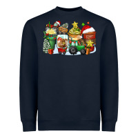 Navy Christmas tractor coffee cups Heavyweight Sweatshirt - Zillion Design Studio