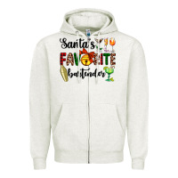 Oatmeal Heather santa's favorite bartender Zipper Hoodie - AdoDesignShop