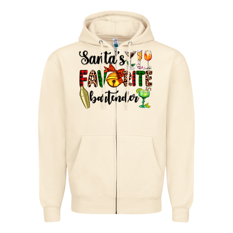Santa's Favorite Bartender Zipper Hoodie by AdoDesignShop | Teevron
