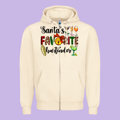 Santa's Favorite Bartender Zipper Hoodie Designed By Adodesignshop