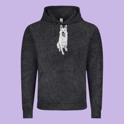Vintage Hoodie Hand Drawing White Shepherd