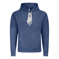 Vintage Denim Hand Drawing White Shepherd Vintage Hoodie - RanaPortraitStore