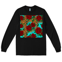 Black leopard roses seamless pattern Long Sleeve Tee - HRA Design Shop