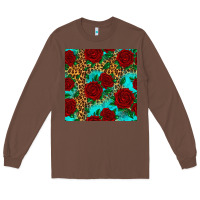 Chestnut leopard roses seamless pattern Long Sleeve Tee - HRA Design Shop