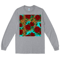 Heather Grey leopard roses seamless pattern Long Sleeve Tee - HRA Design Shop