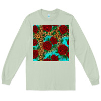 Matcha leopard roses seamless pattern Long Sleeve Tee - HRA Design Shop