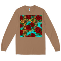 Toasted Coconut leopard roses seamless pattern Long Sleeve Tee - HRA Design Shop