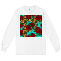 White leopard roses seamless pattern Long Sleeve Tee - HRA Design Shop