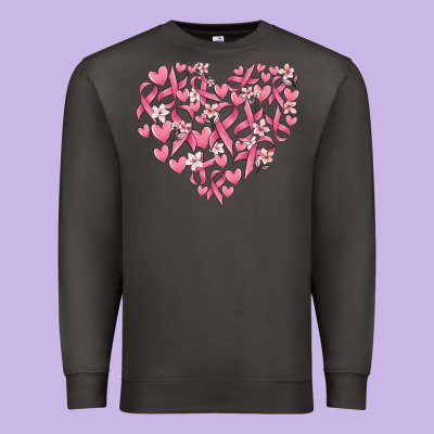 Breast Cancer Awareness Heart Premium Sweatshirt Designed By Maliassmallbusiness