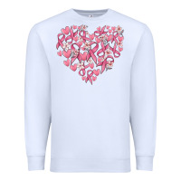 White breast cancer awareness heart Premium Sweatshirt - MaliasSmallBusiness