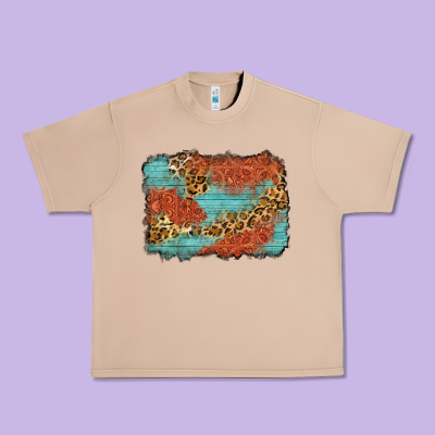 Western Leopard Tooled Leather Background Urban Heavy Tee Designed By Zillion Design Studio