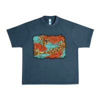 Midnight Navy western leopard tooled leather background Urban Heavy Tee - Zillion Design Studio