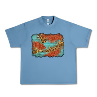 Pebble Blue western leopard tooled leather background Urban Heavy Tee - Zillion Design Studio