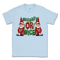 Dusty Blue Naughty or nice christmas elfs Classic Tee - FaDigitalArtStudio