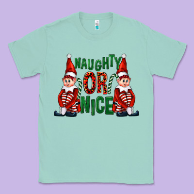 Naughty Or Nice Christmas Elfs Classic Tee Designed By Fadigitalartstudio