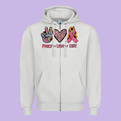 Peace Love Cure Zipper Hoodie Designed By Jahusdesignshop