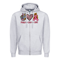 Heather Grey peace love cure Zipper Hoodie - JahusDesignShop
