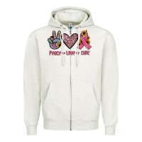 Oatmeal Heather peace love cure Zipper Hoodie - JahusDesignShop
