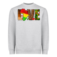 Heather Grey love melanin with african map Heavyweight Sweatshirt - texasbilliewilder
