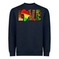 Navy love melanin with african map Heavyweight Sweatshirt - texasbilliewilder