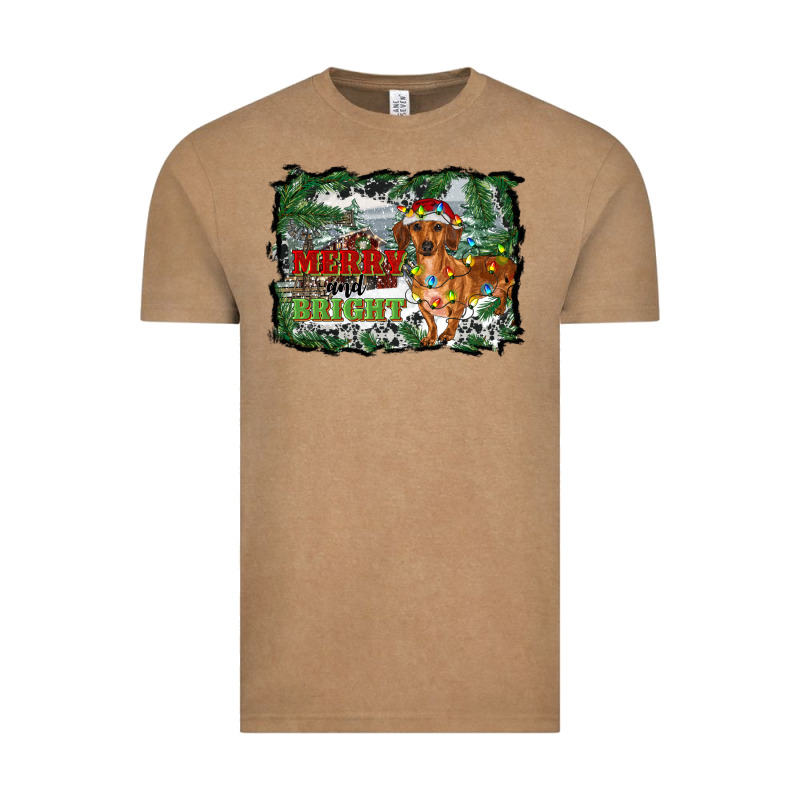 Merry And Bright  Dachshund With Farm Vintage Tee by RanaPortraitStore | Teevron