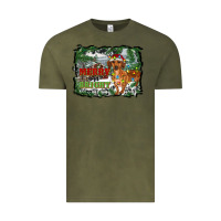 Vintage Olive merry and bright  dachshund with farm Vintage Tee - RanaPortraitStore