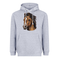 Heather Grey quarter horse portrait Heavyweight Hoodie - LillyAllenDesigns