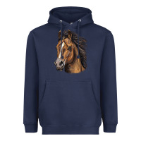 Navy quarter horse portrait Heavyweight Hoodie - LillyAllenDesigns