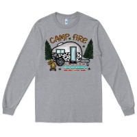 Heather Grey camp fire squad Long Sleeve Tee - CowhideDigitalArt