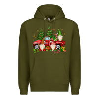 Army Green christmas gnomes truck Premium Hoodie - MaliasSmallBusiness