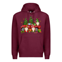 Burgundy christmas gnomes truck Premium Hoodie - MaliasSmallBusiness