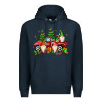 Navy christmas gnomes truck Premium Hoodie - MaliasSmallBusiness