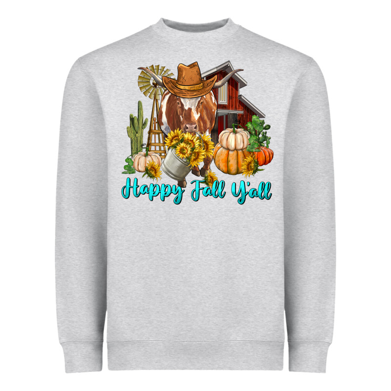 Happy Fall Y'all Longhorn Cow Heavyweight Sweatshirt by RanaPortraitStore | Teevron