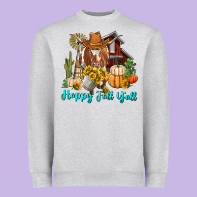 Heavyweight Sweatshirt Happy Fall Y'all Longhorn Cow