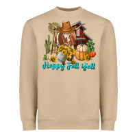 Mushroom Happy Fall Y'all Longhorn Cow Heavyweight Sweatshirt - RanaPortraitStore