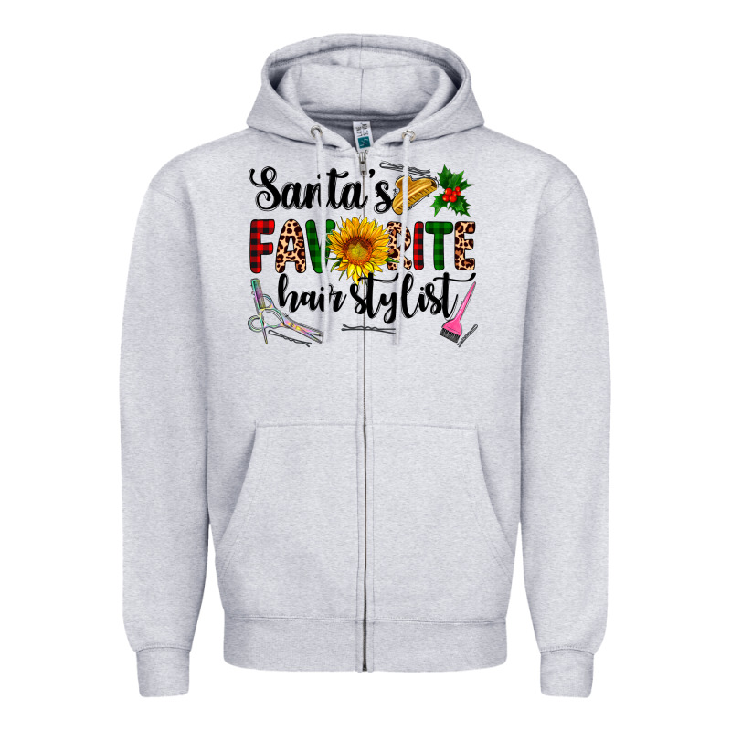 Santa's Favorite  Hair Stylist Zipper Hoodie by AdoDesignShop | Teevron