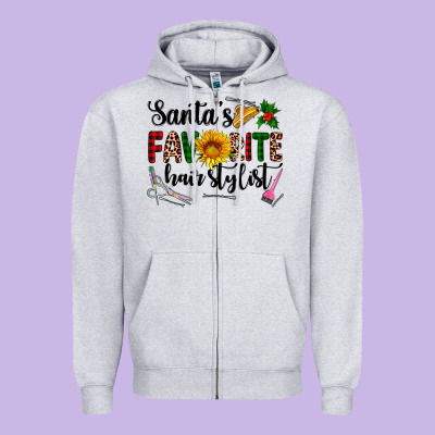 Santa's Favorite  Hair Stylist Zipper Hoodie Designed By Adodesignshop