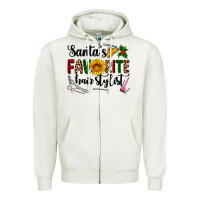Oatmeal Heather santa's favorite  hair stylist Zipper Hoodie - AdoDesignShop
