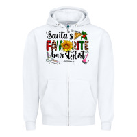White santa's favorite  hair stylist Zipper Hoodie - AdoDesignShop