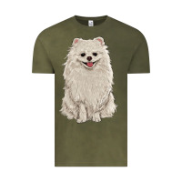 Vintage Olive white pomeranian Vintage Tee - RanaPortraitStore