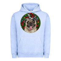 Pigment Grape Ice Christmas Pug With Buffalo Plaid Urban Hoodie - RanaPortraitStore